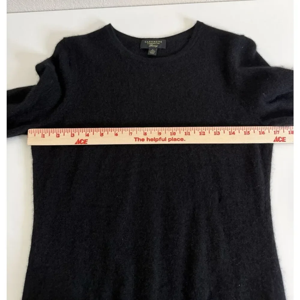 Charter Club Luxury Cashmere Black Crew Neck Sweater Women's Size Medium Classic